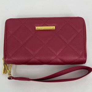 JOY MANGANO  Quilted Zip Wristlet - Raspberry LIKE NEW
